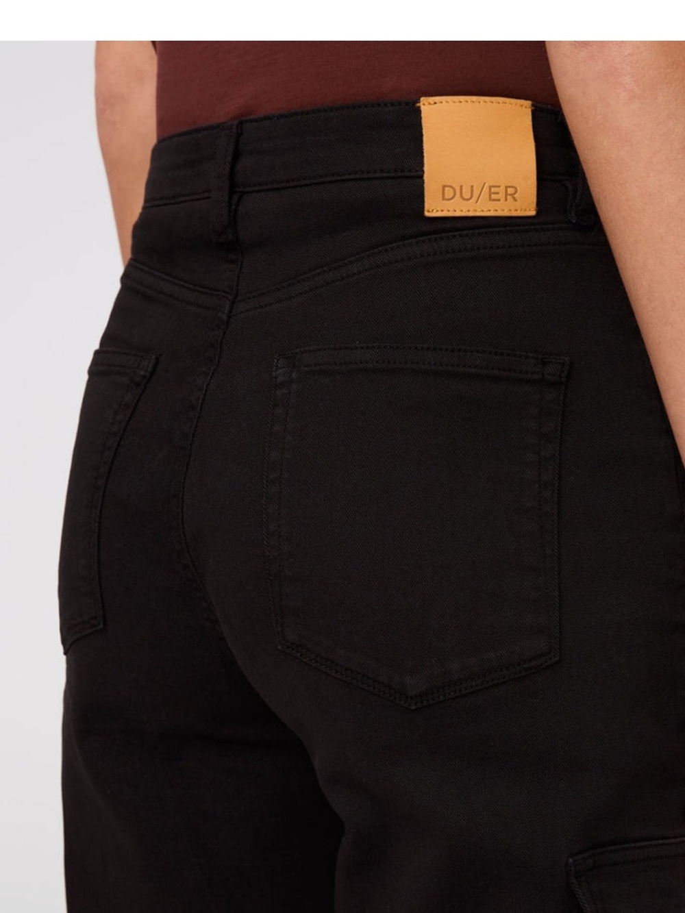 NWT Duer Du/er Women’s  LuxTwill Cargo Pants Black Cargo Straight-Leg - Picture 5 of 9
